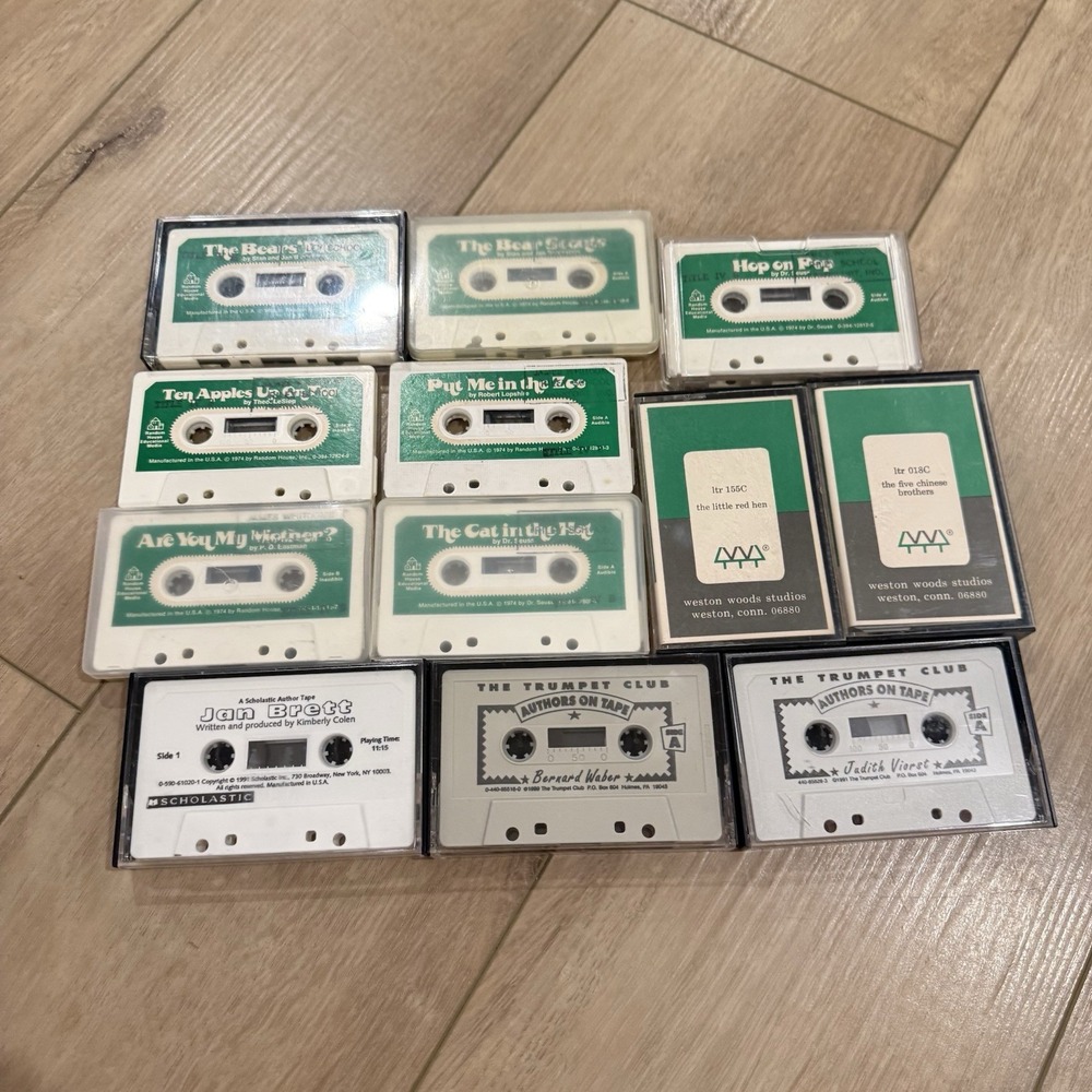 Vintage Dr Seuss Scholastic Authors on Tape Cassette Lot of 12 Retro Educational
